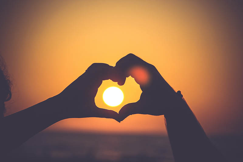 A sunset in the background