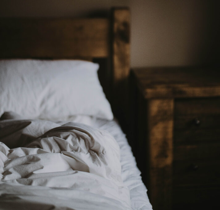 A bed is covered with snow