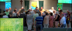 A group of people in a room