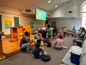 A group of people in a room