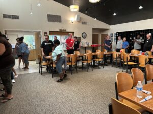 A group of people in a room