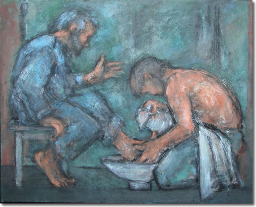 A man washing another man's feet