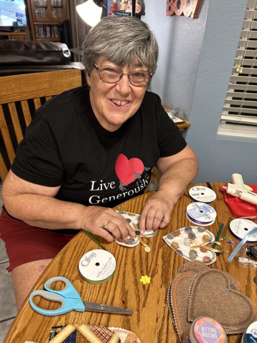 A person sitting on a table